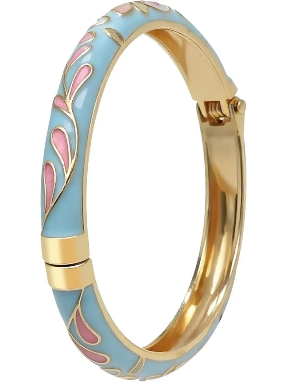 Handcrafted Colorful Cloisonne Enamel Bracelet - Chunky Flower Bangle, Stackable